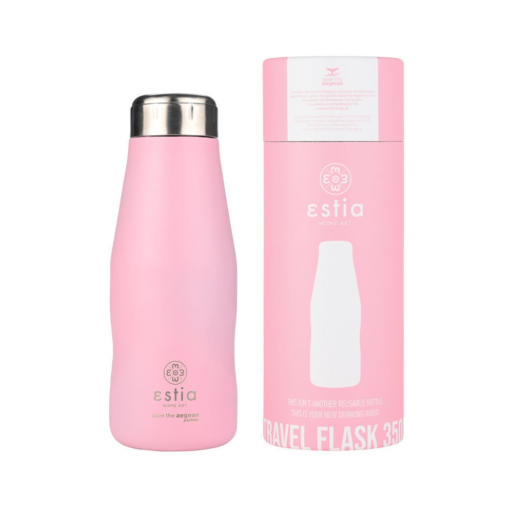 Θερμός Travel Flask Save the Aegean 350ml Blossom Rose Ανοξείδωτο Estia 01-22310 - 