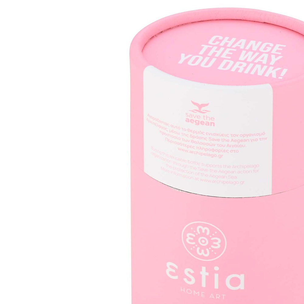 Θερμός Travel Flask Save the Aegean 350ml Blossom Rose Ανοξείδωτο Estia 01-22310 - 4
