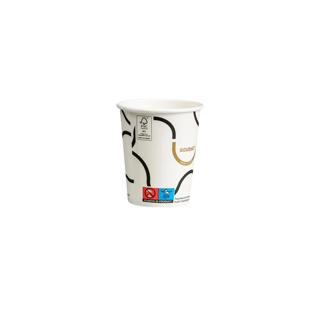 Χάρτινα Ποτήρια Μονού Τοιχώματος FSC Λευκά Gourmet Design 8oz Tani 50τμχ Q531002GWFSC - 2