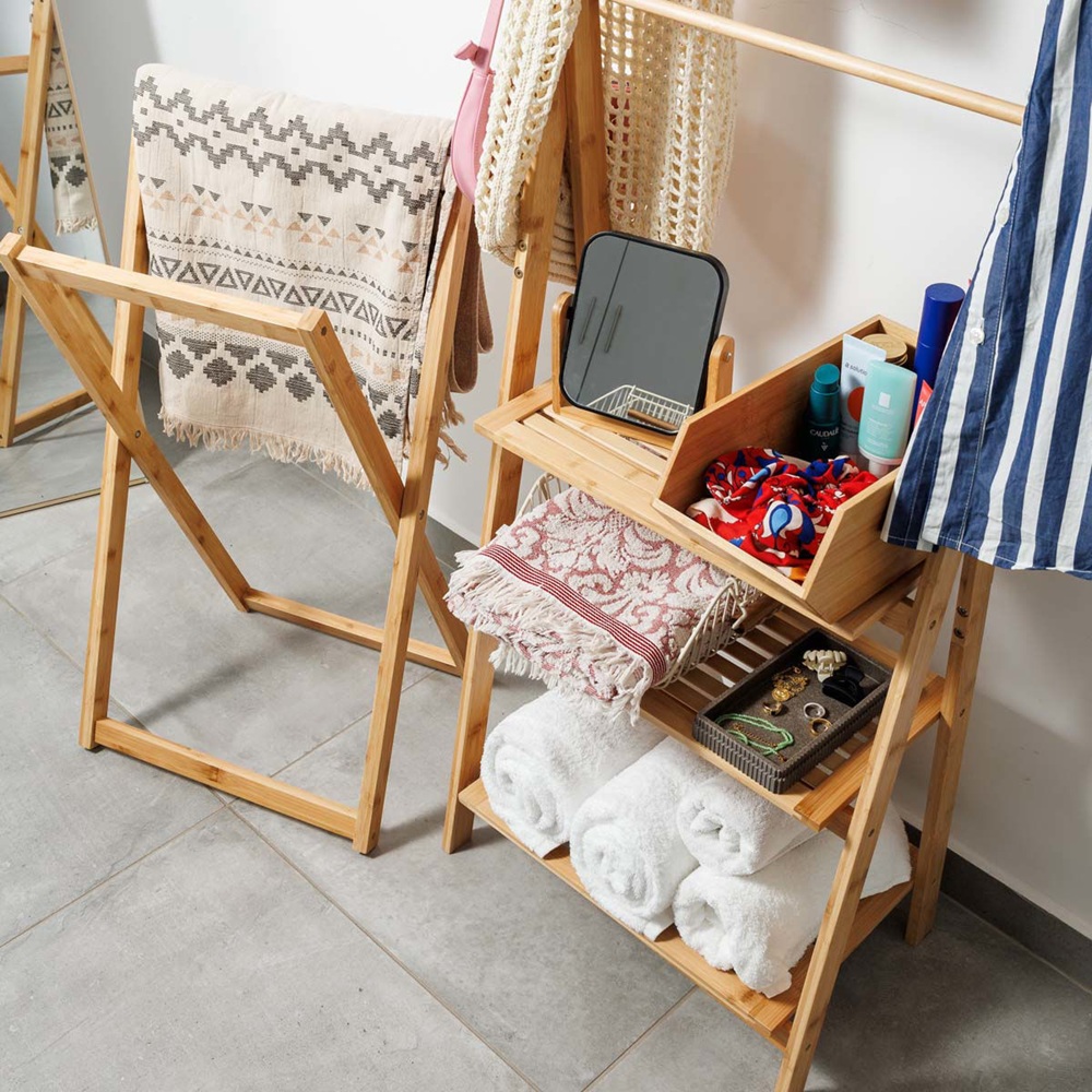 Ραφιέρα Δαπέδου Οργάνωσης Bamboo 3 Ράφια Φυσικό Χρώμα Bamboo Essentials Estia 02-27490 - 4