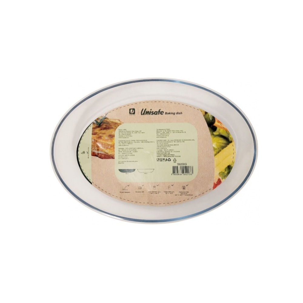 Γάστρα Πυράντοχη Γυάλινη Οβάλ 4Lt 38x25,4x6,5cm Unisafe Uniglass 59200G - 
