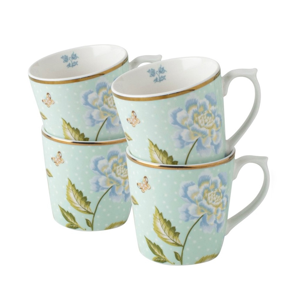 Σετ Κούπες Πορσελάνης Mint Uni 32cl Laura Ashley Heritage Σετ 4 Τεμαχίων Giftbox LA182795 - 
