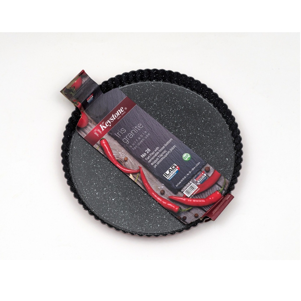 Ταψί Τάρτας Ανθρακούχος Χάλυβας Αντικολλητικό Granite Αποσπώμενος Πάτος Ø28cm Keystone 03.95.28 - 