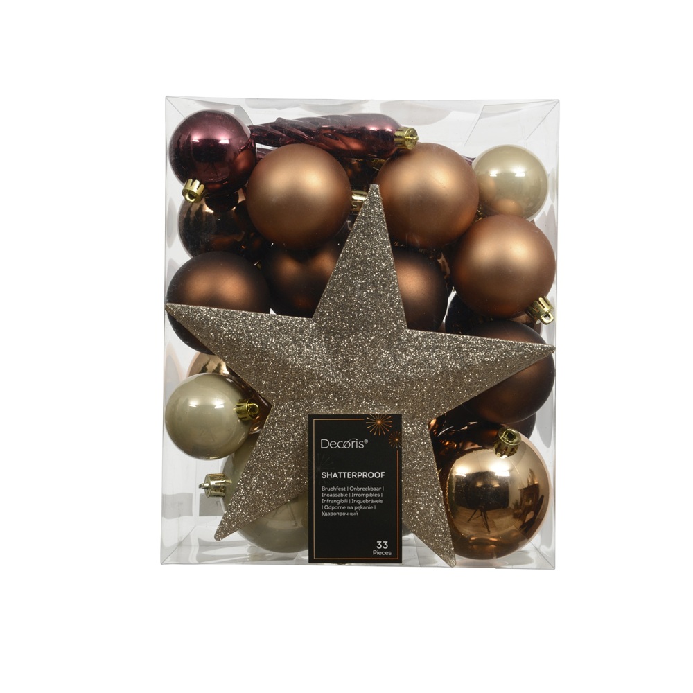 Χριστουγεννιάτικα Στολίδια Πολυστυρένιο sh-mt-gl Σετ 33τμχ Decoris 022977 - 