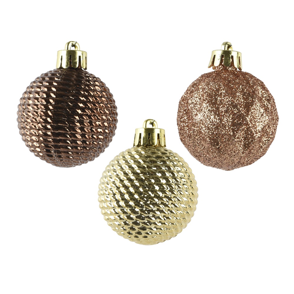 Χριστουγεννιάτικες Μπάλες Πολυστυρένιο shiny–glitter D4cm Σετ 9τμχ Decoris 028361 - 2