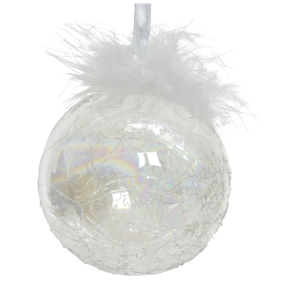 Χριστουγεννιάτικη Μπάλα Glass Iridescent Feather D8cm Decoris 069306-1