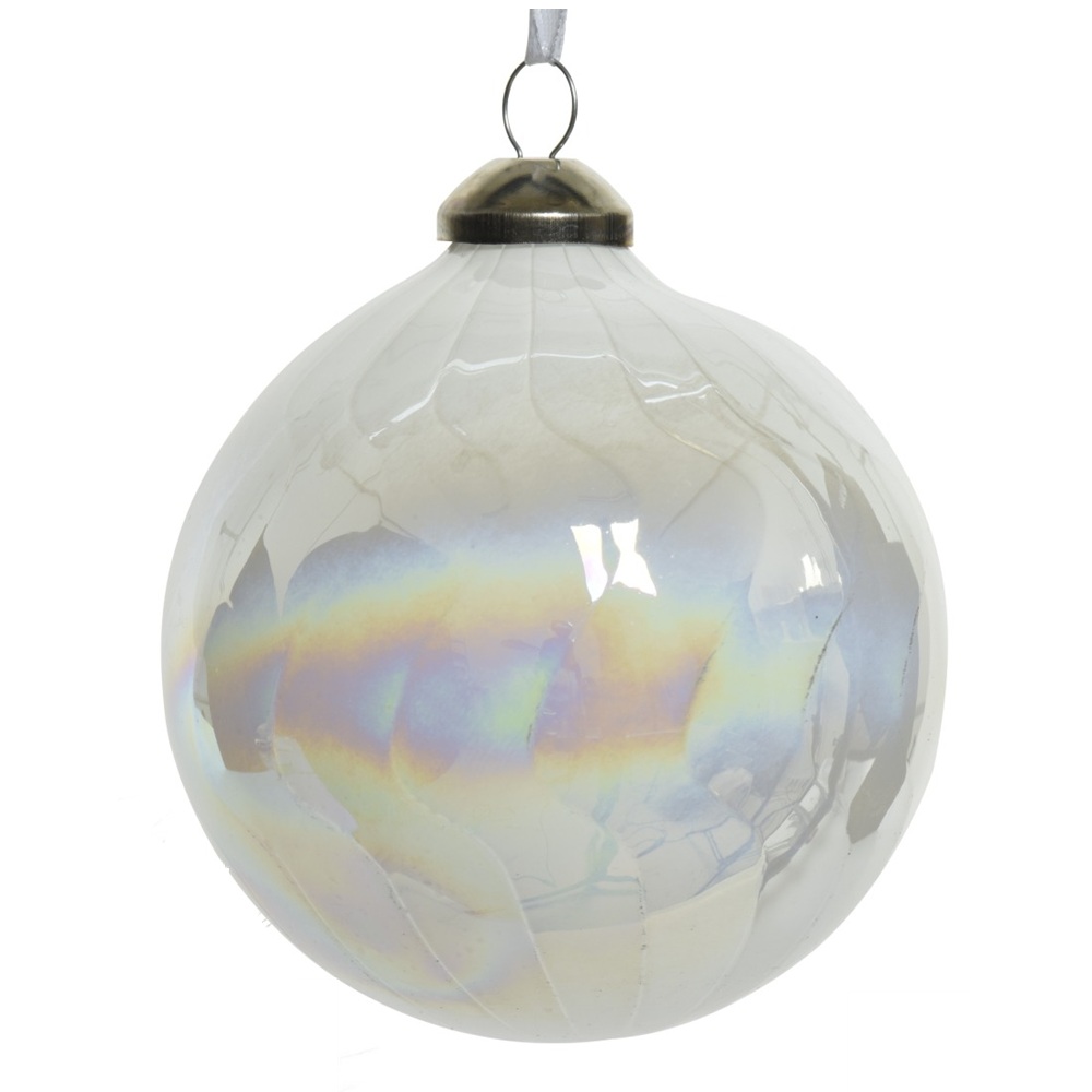 Χριστουγεννιάτικη Μπάλα Glass Iridescent Spungle D8cm Decoris 069306-2