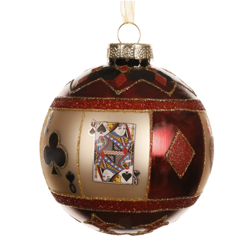 Στολίδι Γυάλινο Shiny Enamel D8cm Playing Cards Decor 071002-1 - 