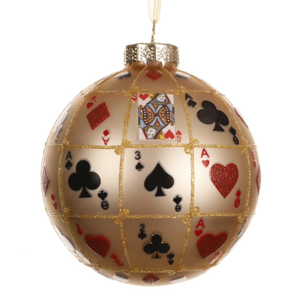 Στολίδι Γυάλινο Shiny Enamel D8cm Playing Cards Decor 071002-2 - 