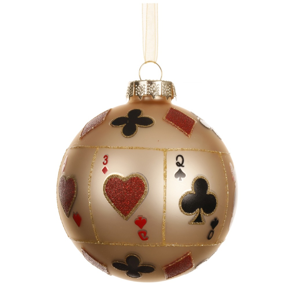 Στολίδι Γυάλινο Shiny Enamel D8cm Playing Cards Decor 071002-3 - 