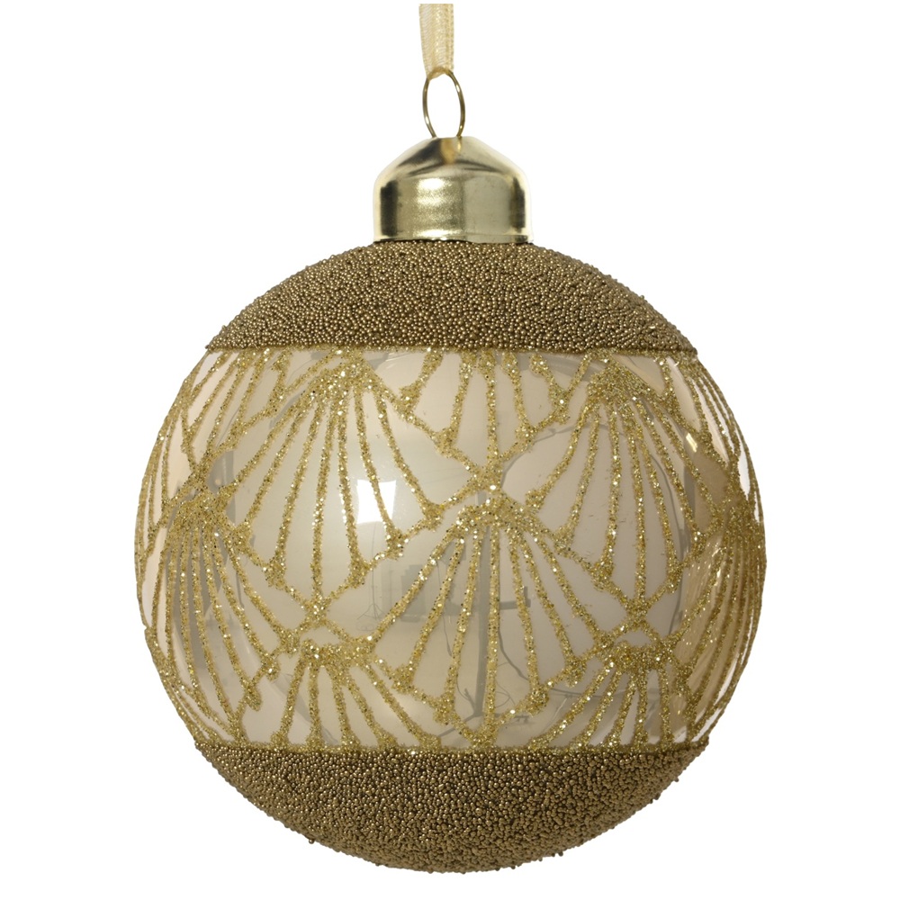 Στολίδι Γυάλινο Εμαγιέ D.8cm με Glitter & Χάντρες Christmas Collection 071292-1 - 