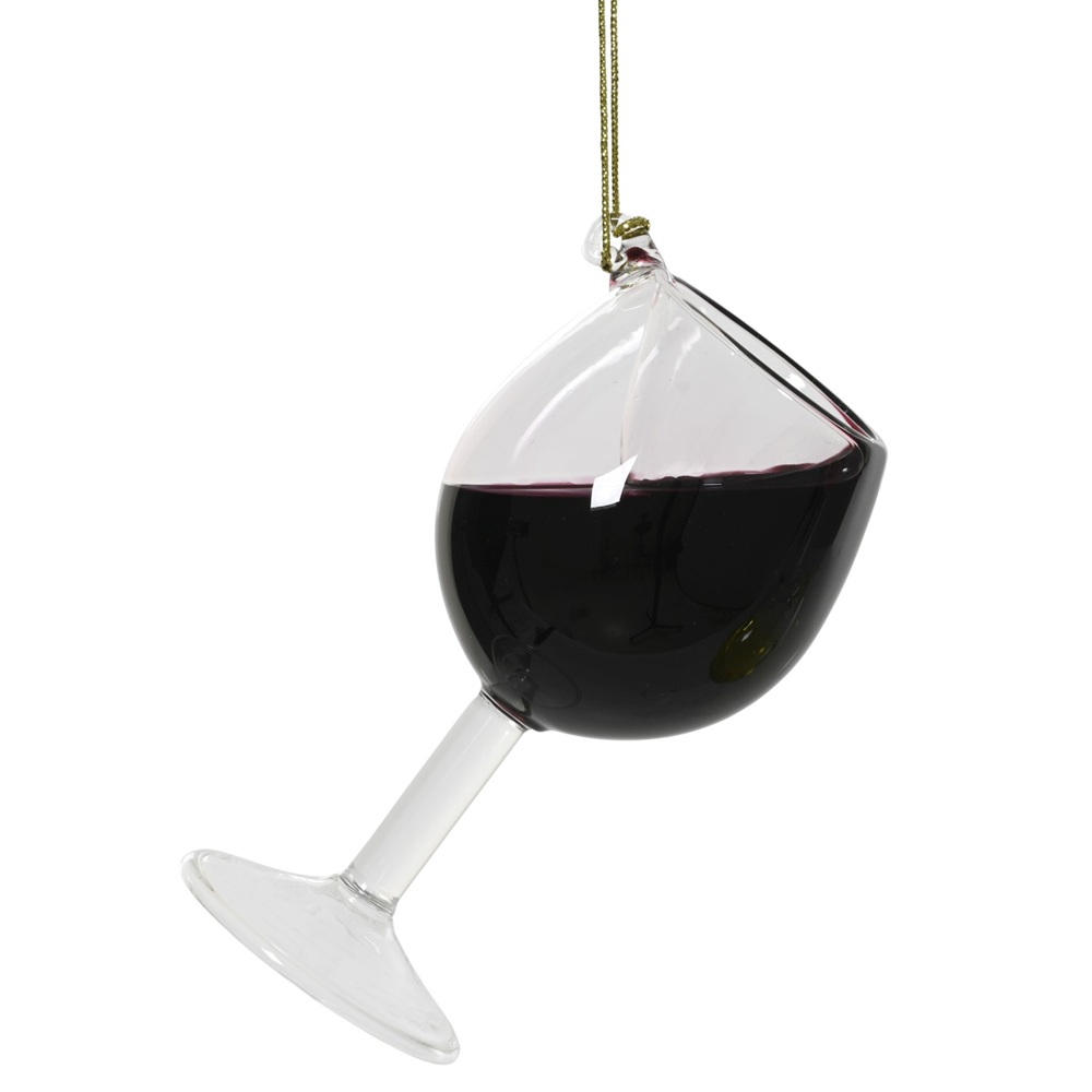 Στολίδι Γυάλινο Φυσητό Ποτήρι Κρασιού με Υγρό L.5.2cm W.5.2cm H.9.9cm Christmas Collection Decoris 129700-1 - 