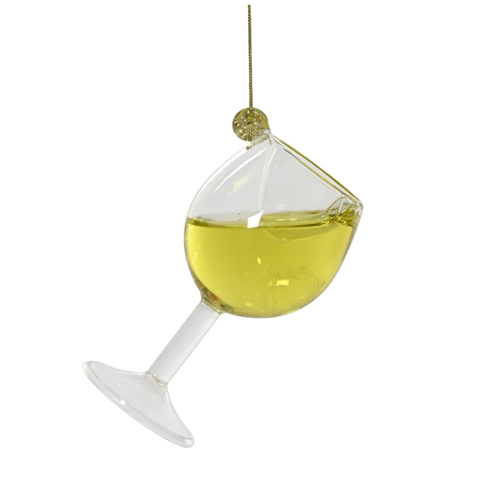 Στολίδι Γυάλινο Φυσητό Ποτήρι Κρασιού με Υγρό L.5.2cm W.5.2cm H.9.9cm Christmas Collection Decoris 129700-2 - 