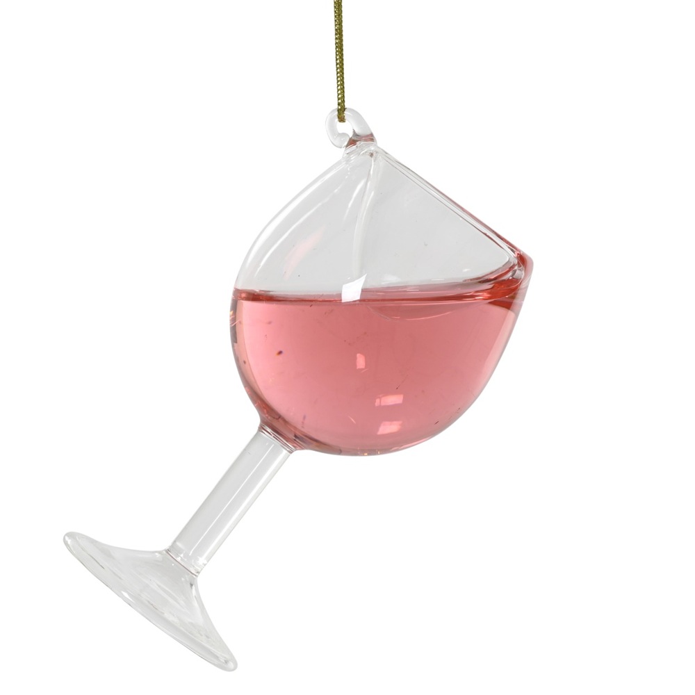 Στολίδι Γυάλινο Φυσητό Ποτήρι Κρασιού με Υγρό L.5.2cm W.5.2cm H.9.9cm Christmas Collection Decoris 129700-3 - 