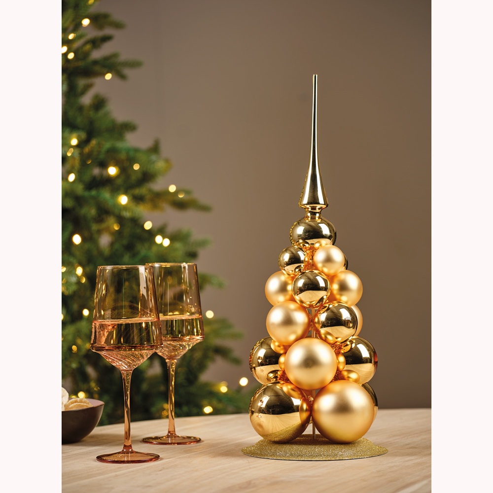 Σετ Στολίδια Γυάλινα Shiny–Matt Light Gold D.4cm Colour Box 21τμχ Christmas Collection Decoris 130051 - 2