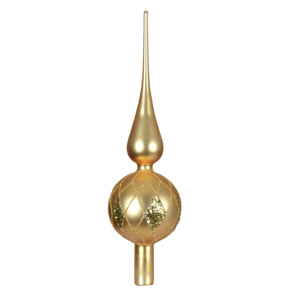 Κορυφή Δέντρου Γυάλινη Εμαγιέ–Matt με Glitter D.8cm H.31cm Christmas Collection Decoris 170235-2 - 