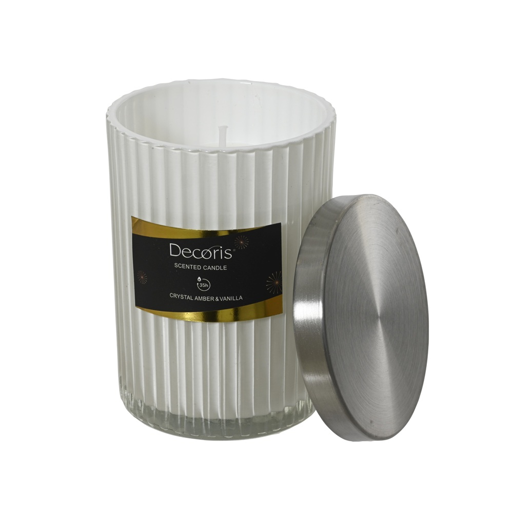 Κερί Αρωματικό σε Γυάλινο Βάζο με Καπάκι D.7cm H.9.5cm Crystal Amber & Vanilla Decoris 212551 - 