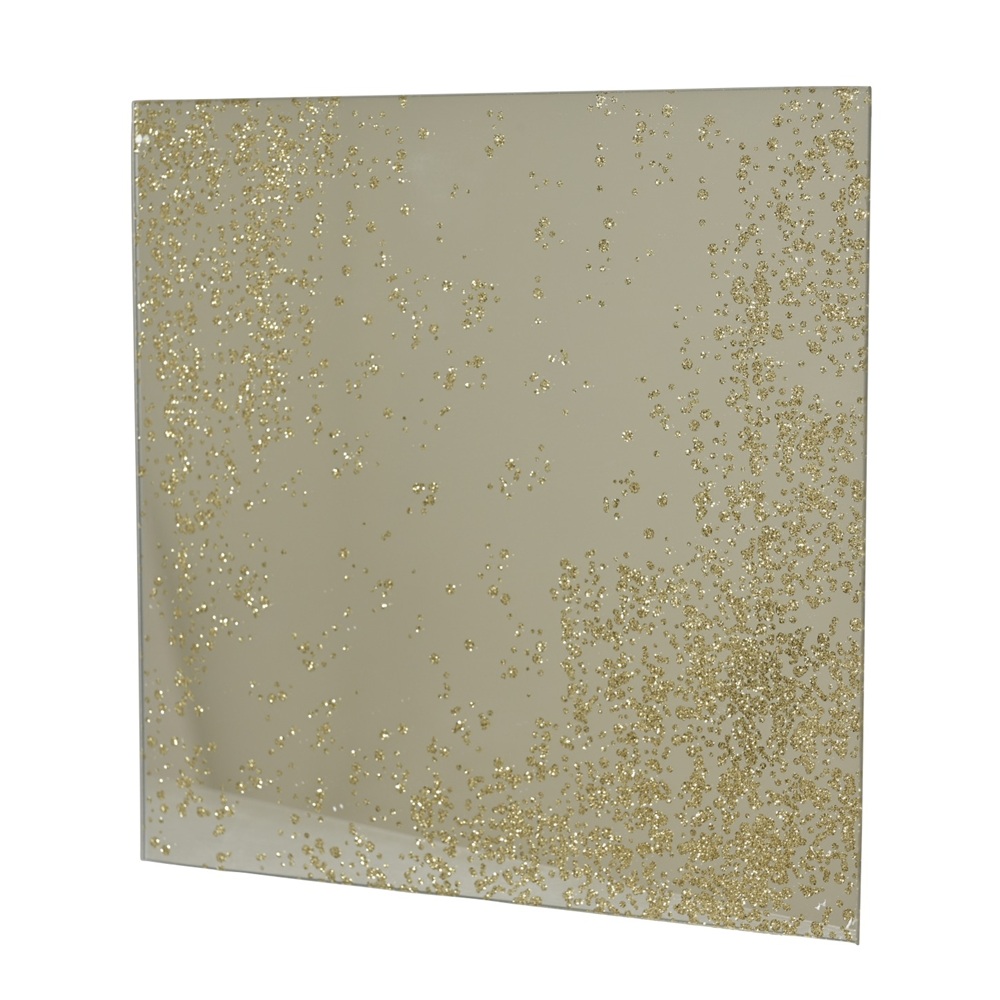 Πιατέλα Γυάλινη Τετράγωνη Gold Glitter D.20cm Decoris 383007-1 - 