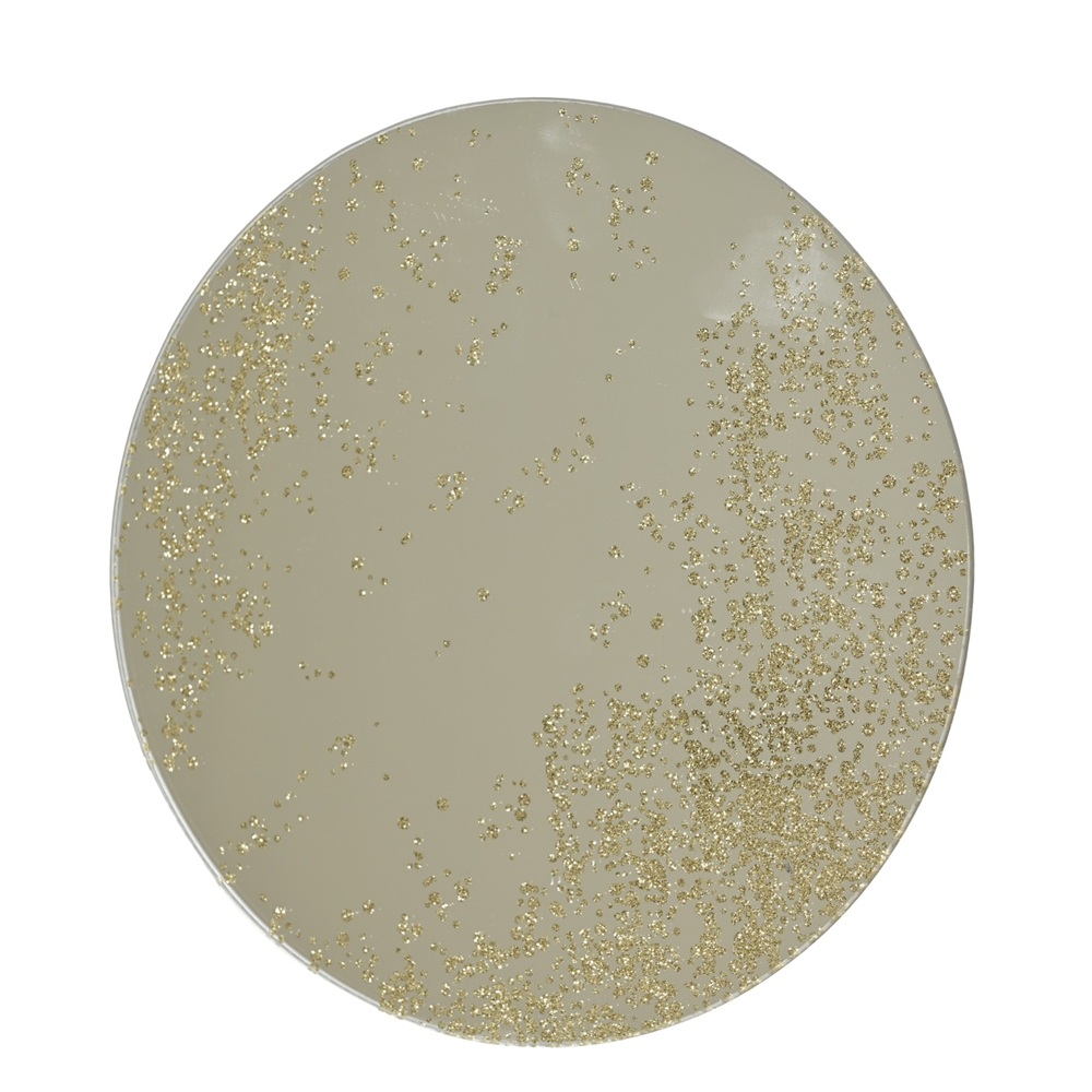 Πιατέλα Γυάλινη Στρογγυλή Gold Glitter D.20cm Decoris 383007-2 - 