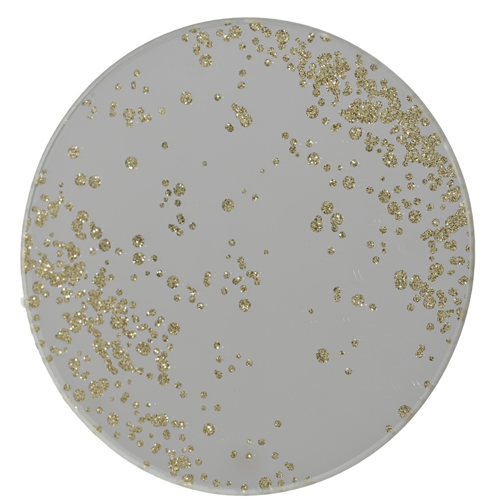 Πιατέλα Γυάλινη Στρογγυλή Silver Glitter D.10cm Decoris 383008 - 