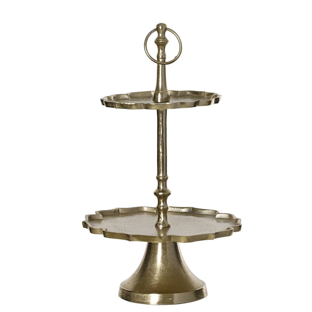 Εταζέρα Αλουμινίου Light Gold 2 Επιπέδων 33×33×63cm Kaemingk 386955 - 