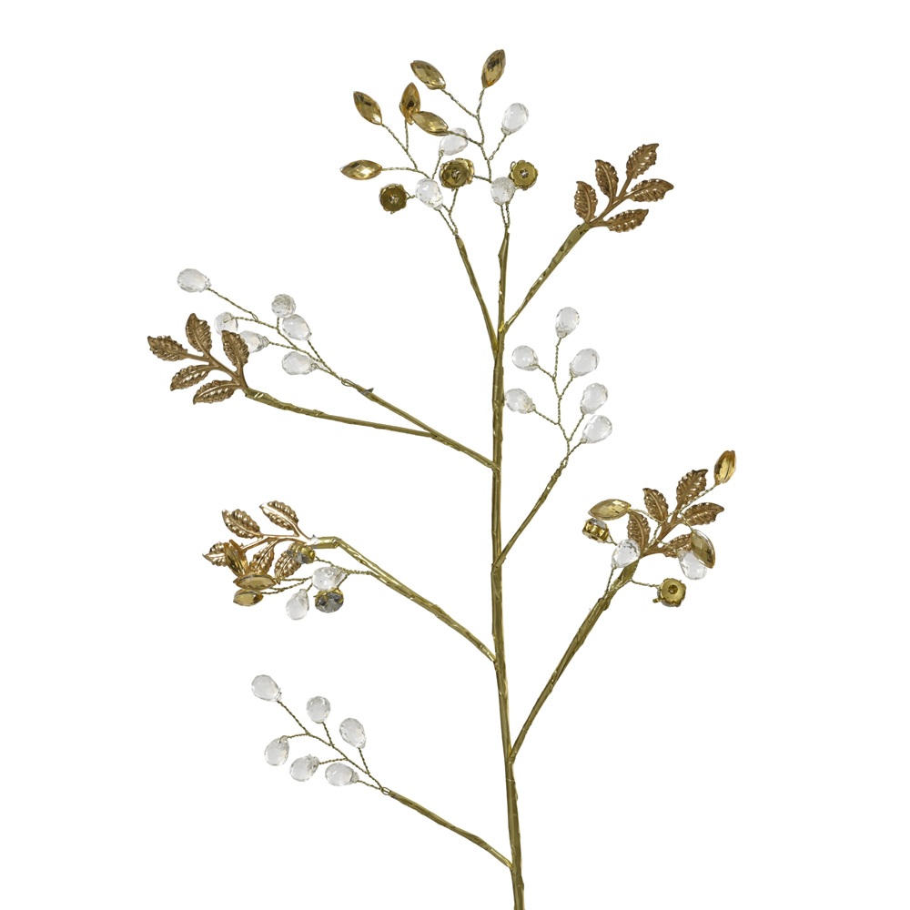 Κλαδί Ακρυλικό Light Gold με Transparent Diamonds L2xW15xH60cm Decoris 398510 - 
