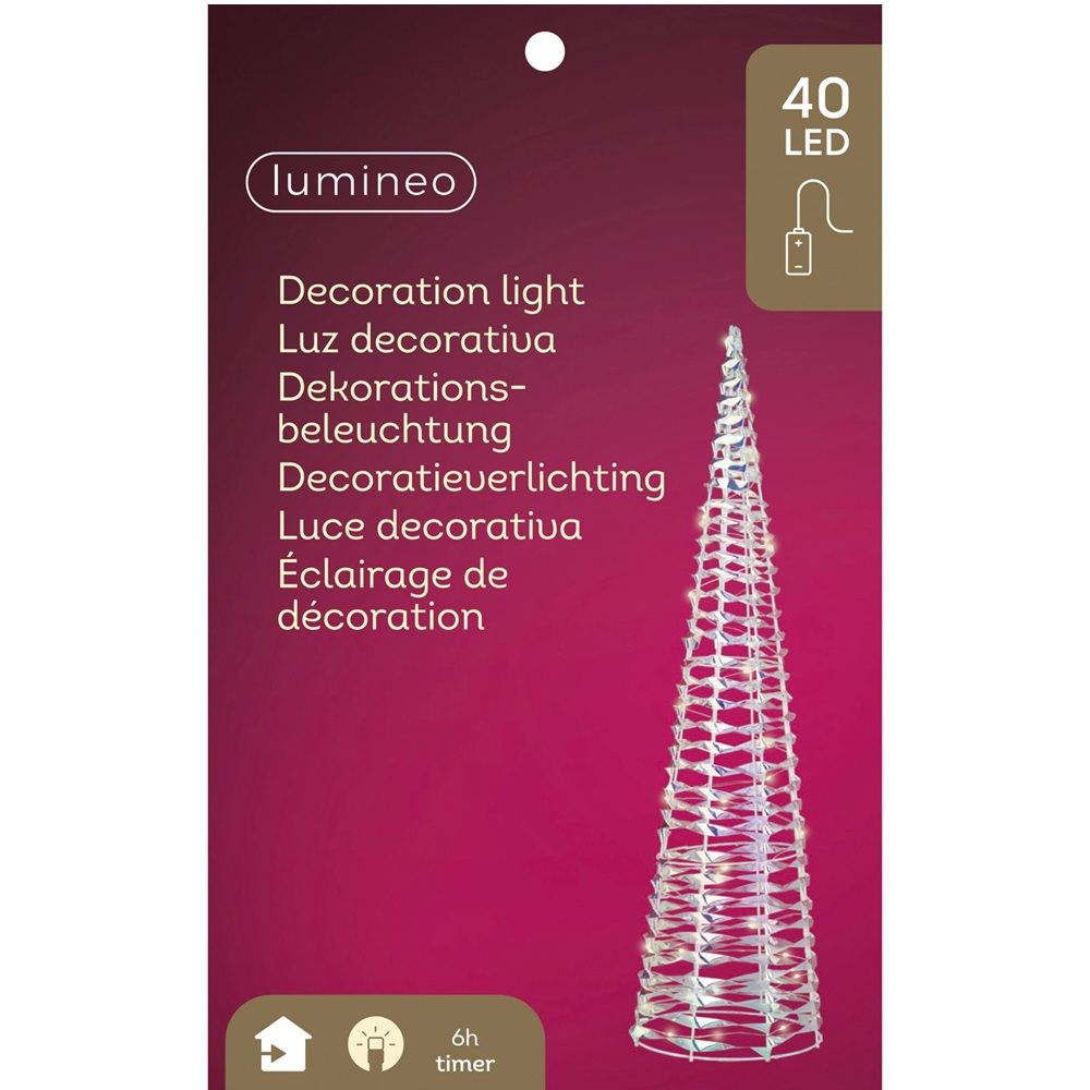 Κώνος LED PET Iris 80cm 40 Micro LEDs Warm White Battery Operated Lumineo 487659 - 2