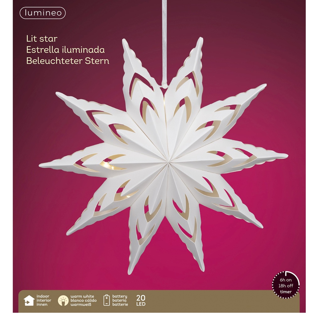 Micro LED Star Paper Steady BO Indoor – D.58cm | Λευκό / Θερμό Λευκό Lumineo 489423 - 2