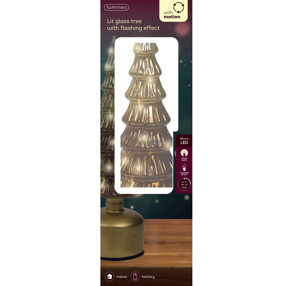 Δεντράκι LED Γυάλινο Antique Micro Flashing Effect 10×33cm BO Lumineo 489844 - 2