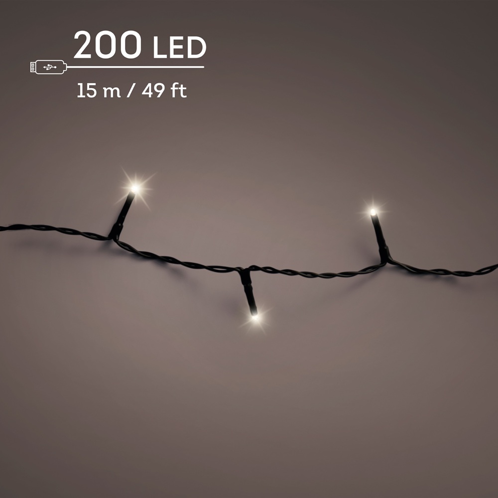 Λαμπάκια LED Duracharge Twinkle 200 Θερμά Λευκά 15m Επαναφορτιζόμενα Εξωτερικού Χώρου BO Lumineo 490286 - 