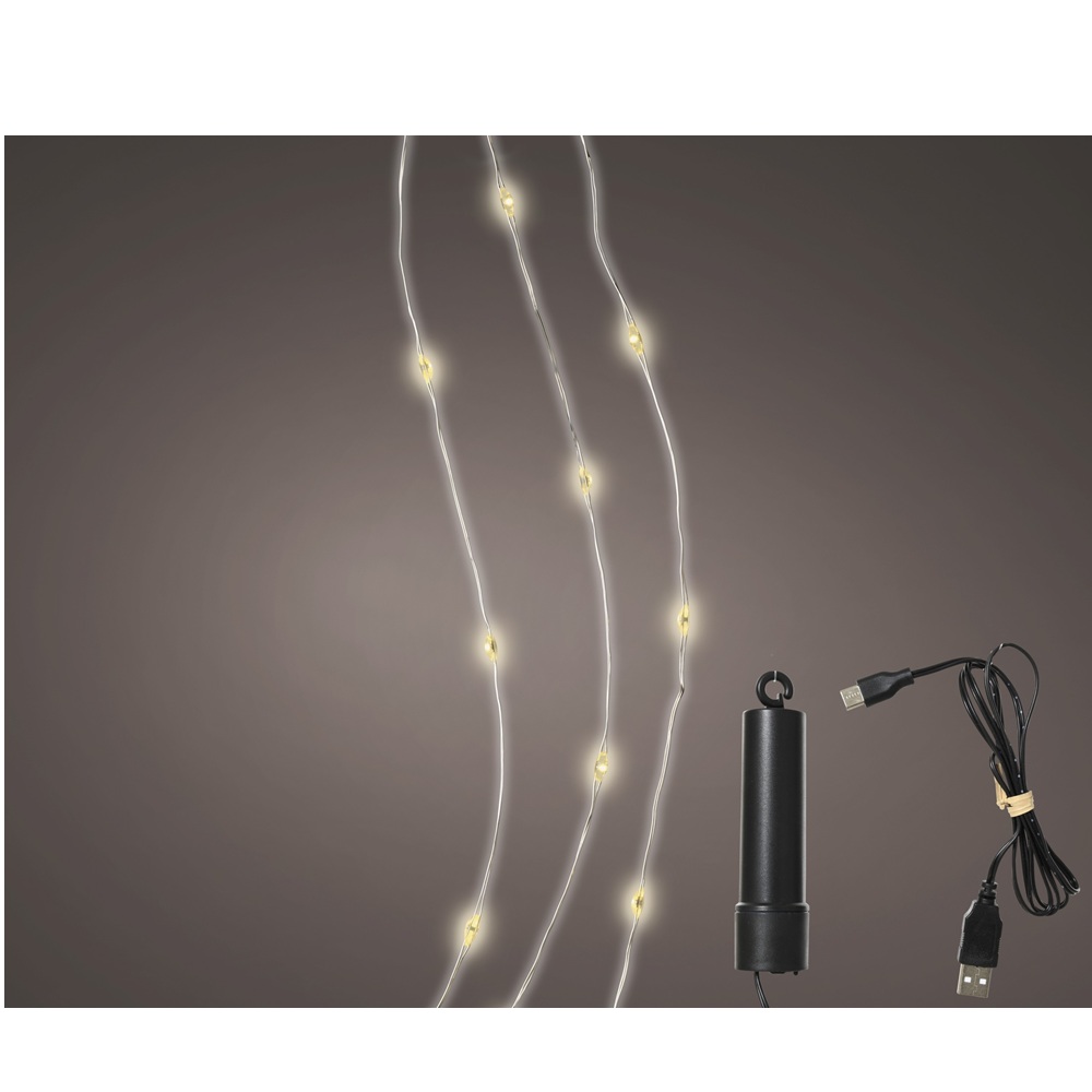 Λαμπάκια Micro LED Durawise Duracharge Twinkle 100 Θερμά Λευκά 9.9m Ασημί Εξωτερικού Χώρου BO Lumineo 490293 - 