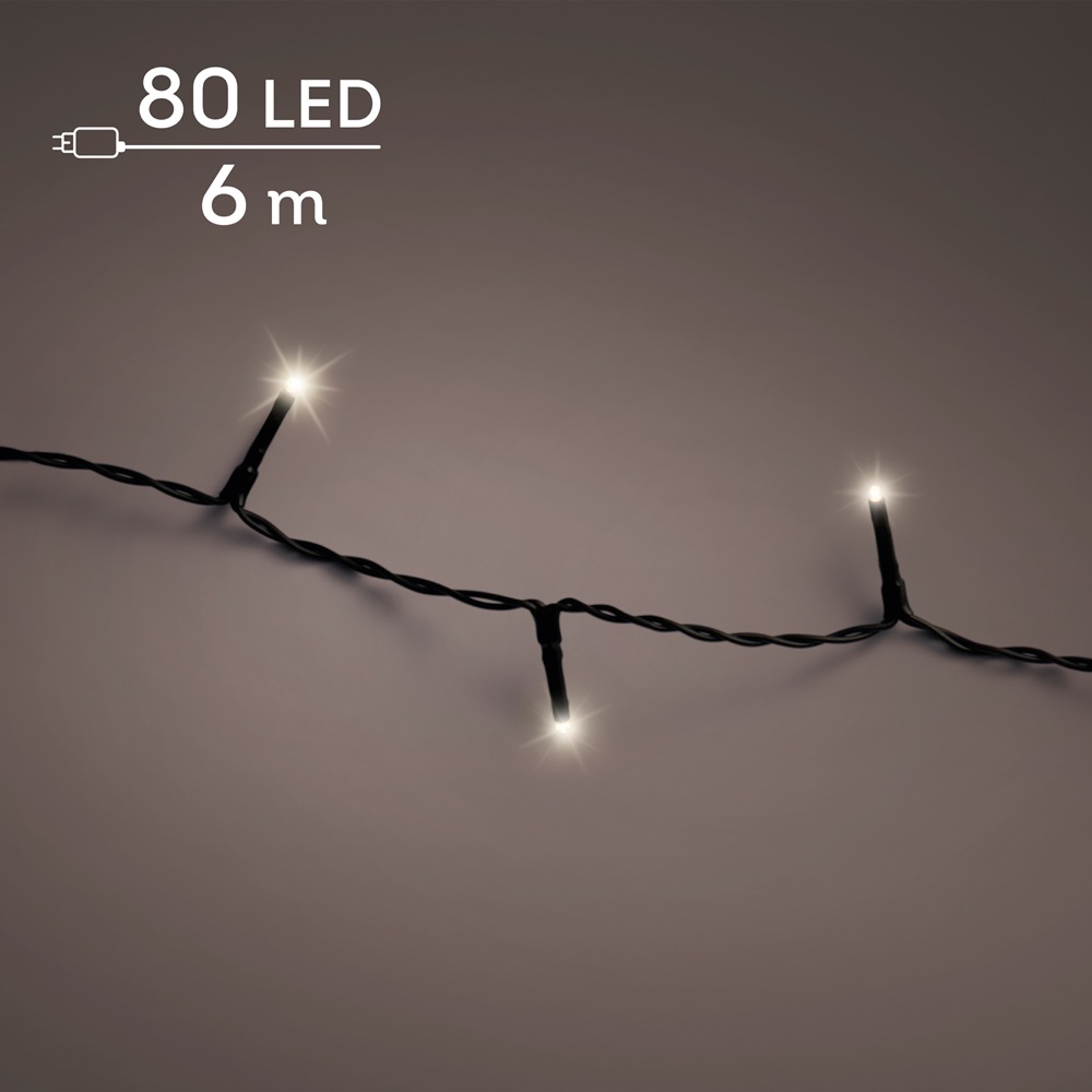 Λαμπάκια LED Basic Twinkle 80 Θερμά Λευκά 6m Μαύρο Καλώδιο Εξωτερικού Χώρου BO Lumineo 494163 - 