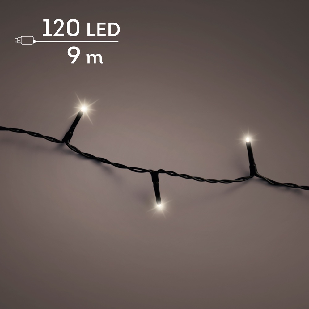 Λαμπάκια LED Basic Twinkle 120 Θερμά Λευκά 9m Μαύρο Καλώδιο Εξωτερικού Χώρου Lumineo 494164 - 