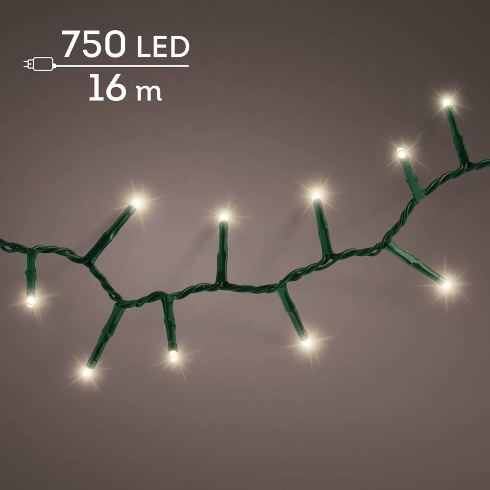 Λαμπάκια LED Compact Twinkle 750 Θερμά Λευκά 16m Πράσινο Καλώδιο Εξωτερικού Χώρου Lumineo 495351 - 