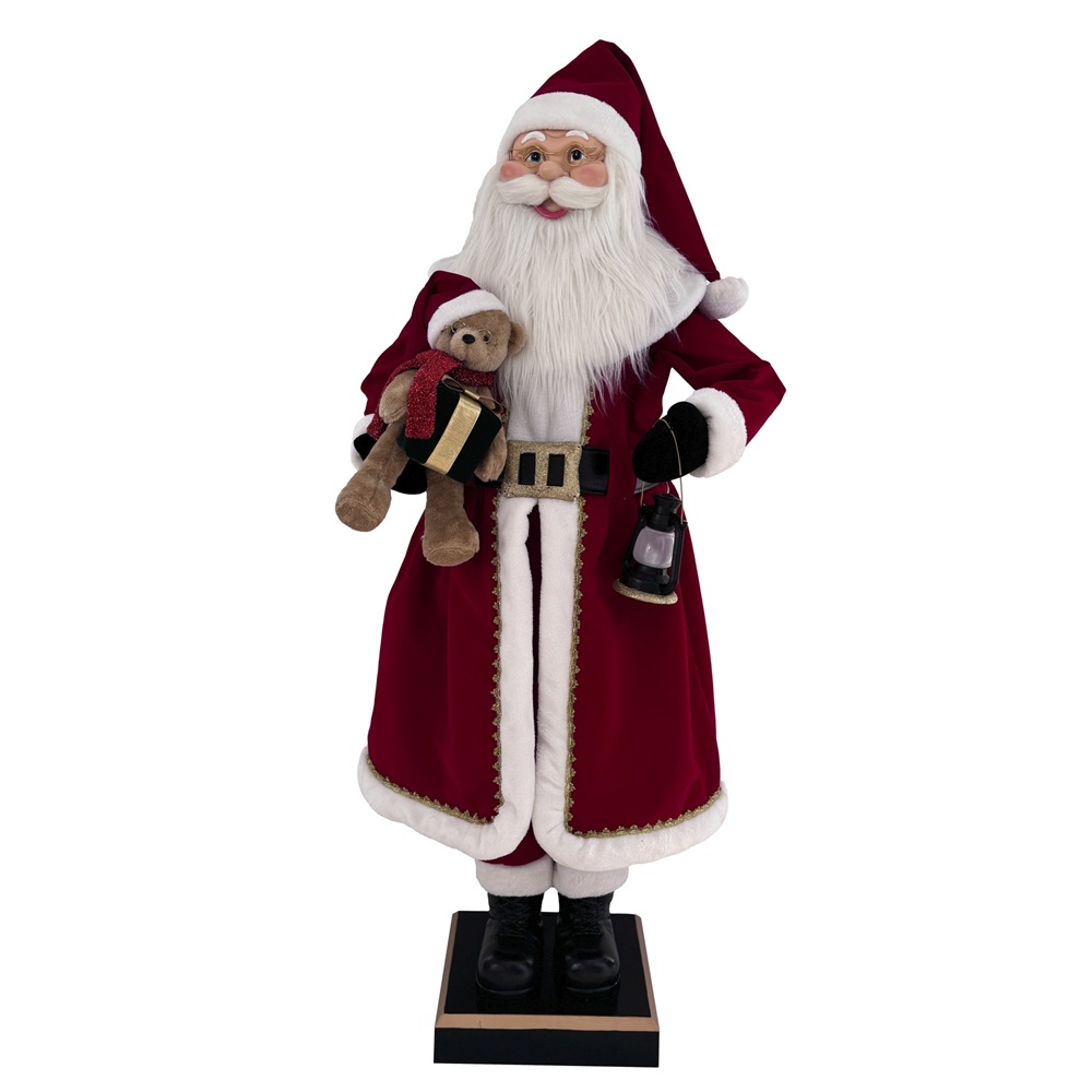Χριστουγεννιάτικη Φιγούρα Polyester Άγιος Βασίλης με Κουκλάκι & Φανάρι 40×60×200cm Christmas Collection Decoris 536080 - 