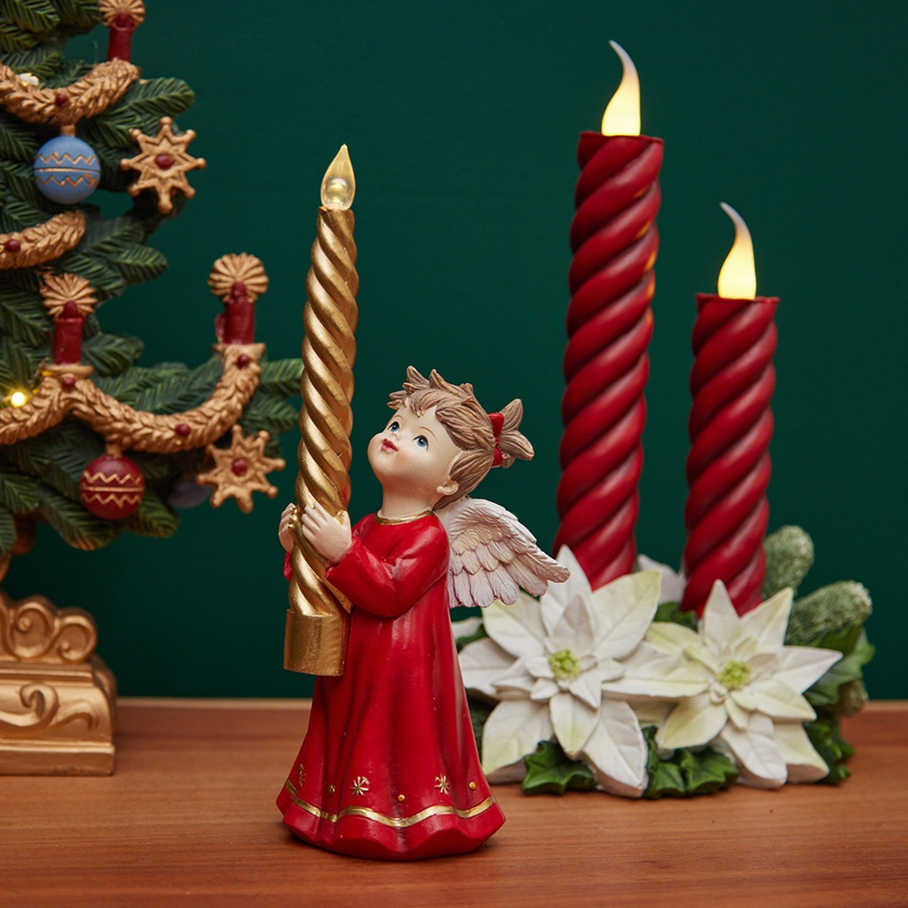 Χριστουγεννιάτικη Φιγούρα Polyresin Άγγελος με LED Κερί 8×9.7×23.5cm Christmas Collection Kaemingk 536096 - 2