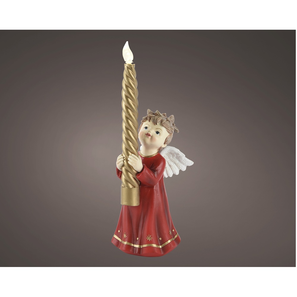 Χριστουγεννιάτικη Φιγούρα Polyresin Άγγελος με LED Κερί 8×9.7×23.5cm Christmas Collection Kaemingk 536096 - 3
