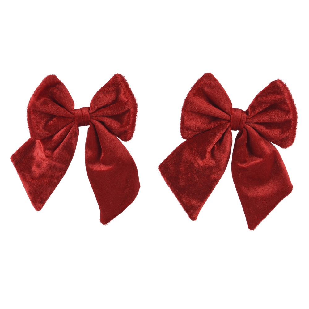 Χριστουγεννιάτικη Κορδέλα Polyester Κόκκινος Φιόγκος Σετ 2τμχ 14×17cm Christmas Collection 537305-1 - 2