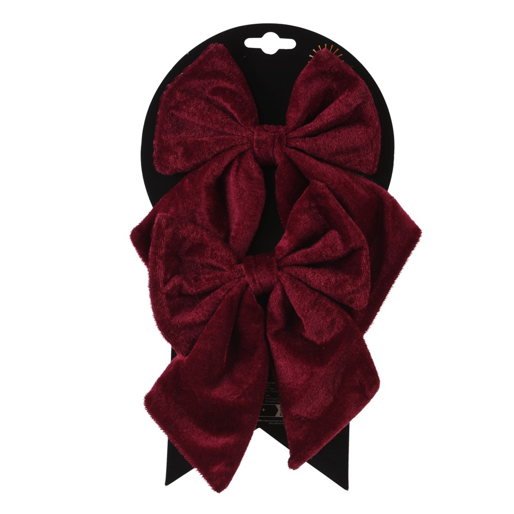 Χριστουγεννιάτικη Κορδέλα Polyester Φιόγκος Oxblood Σετ 2τμχ 14×17cm Christmas Collection 537305-2 - 