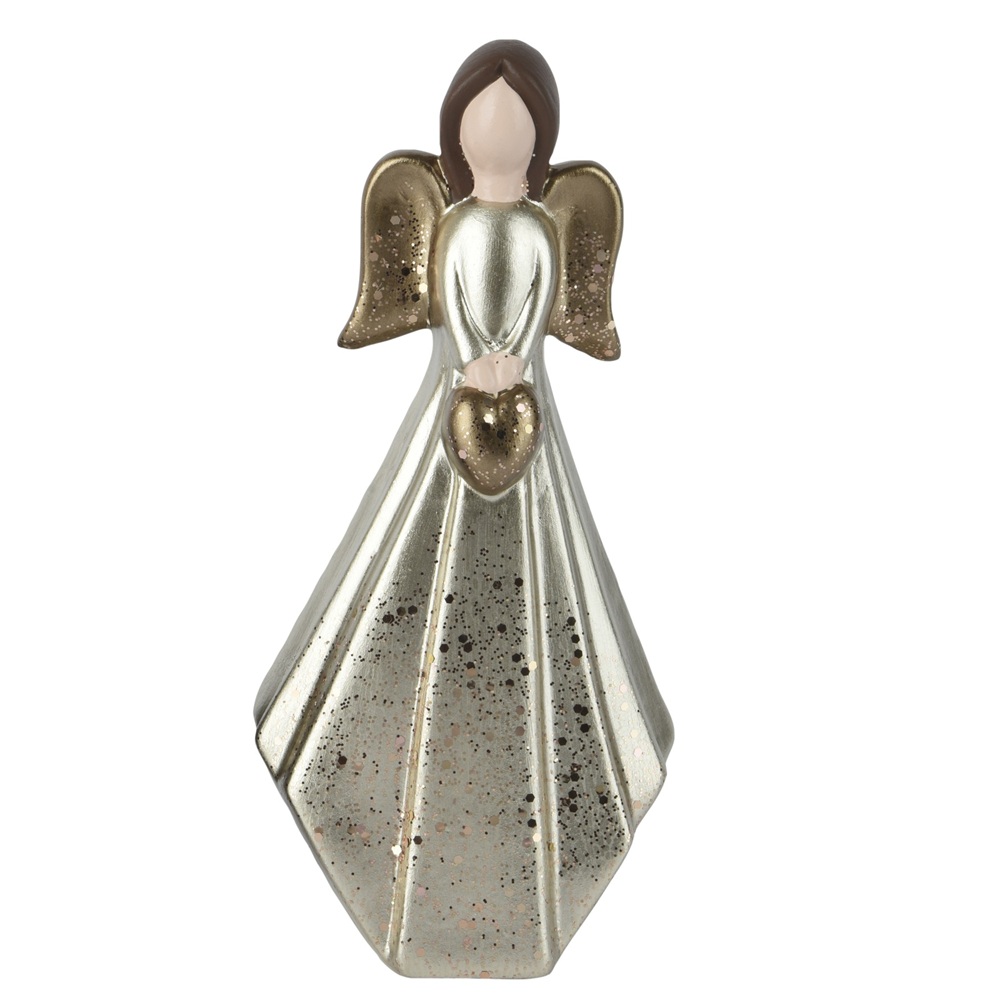 Χριστουγεννιάτικη Φιγούρα Terracotta Άγγελος Champagne 7.4×9.8×22.7cm Christmas Collection Decoris 537854-2 - 