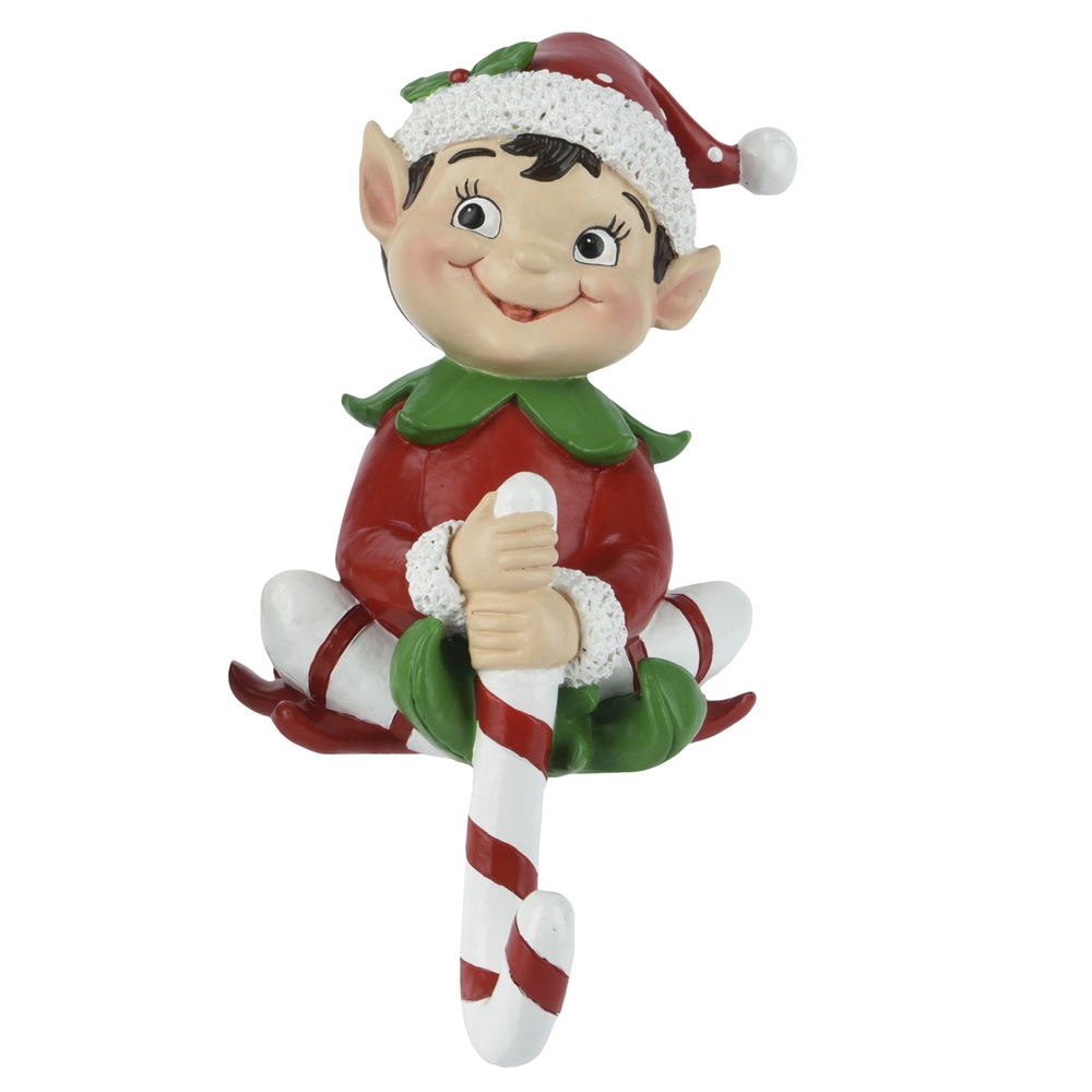 Κρεμάστρα Κάλτσας Polyresin Elf Green–Red 19×11.5×13.5cm Christmas Collection Decoris 537870-2 - 