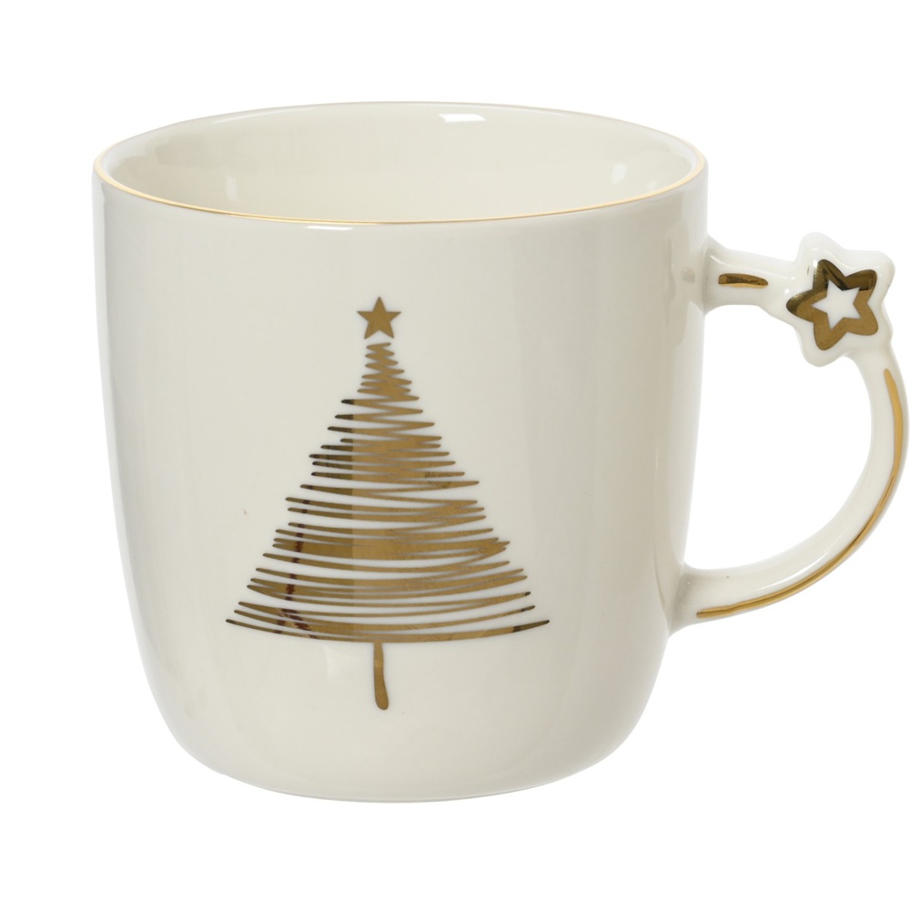 Κούπα Πορσελάνης Λευκή με Χρυσό Αστέρι 360ml 9,1cm 604081-1 - 