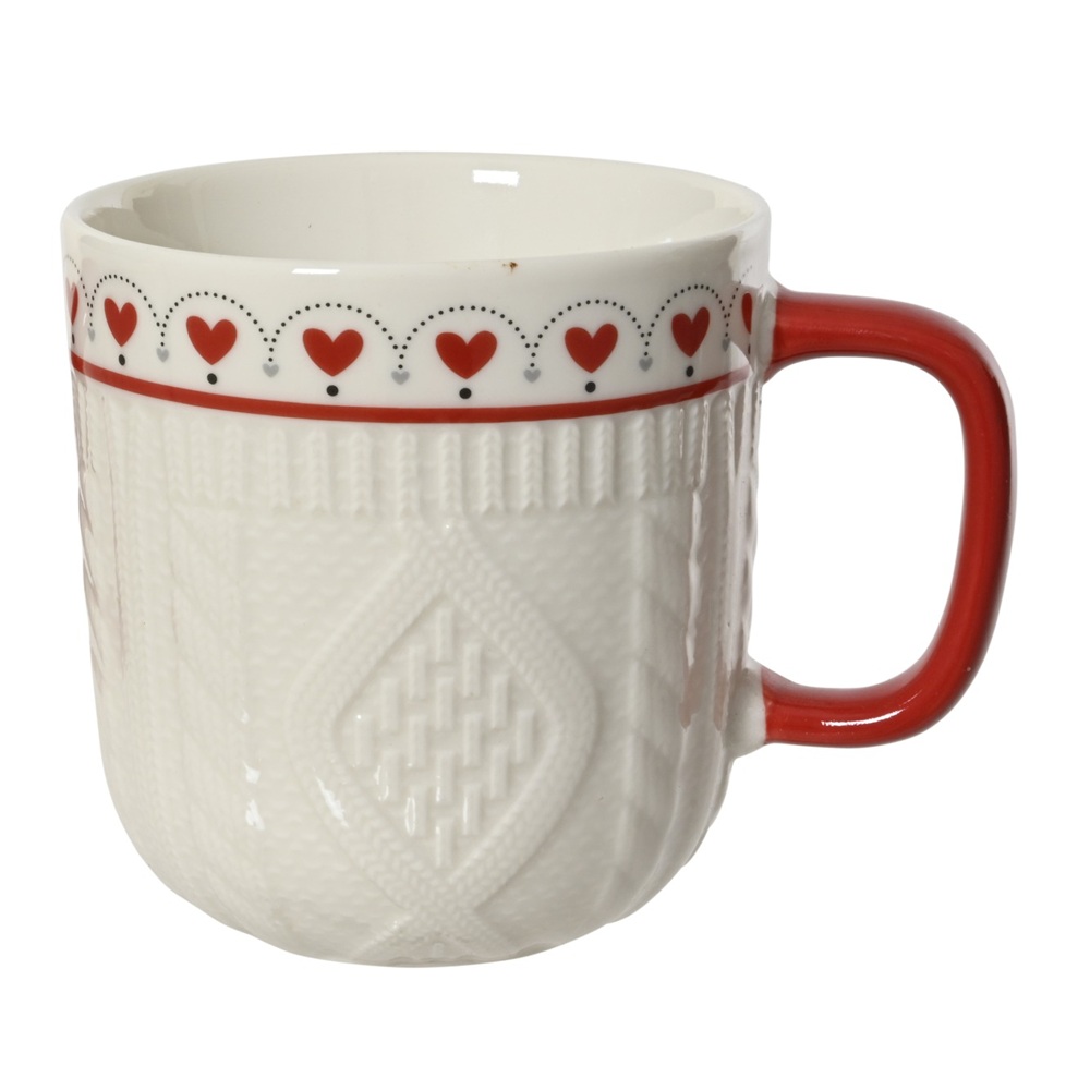 Κούπα Πορσελάνη Λευκή Embossed 345ml D.8.7×H.9.3cm Kaemingk 607364-2 - 