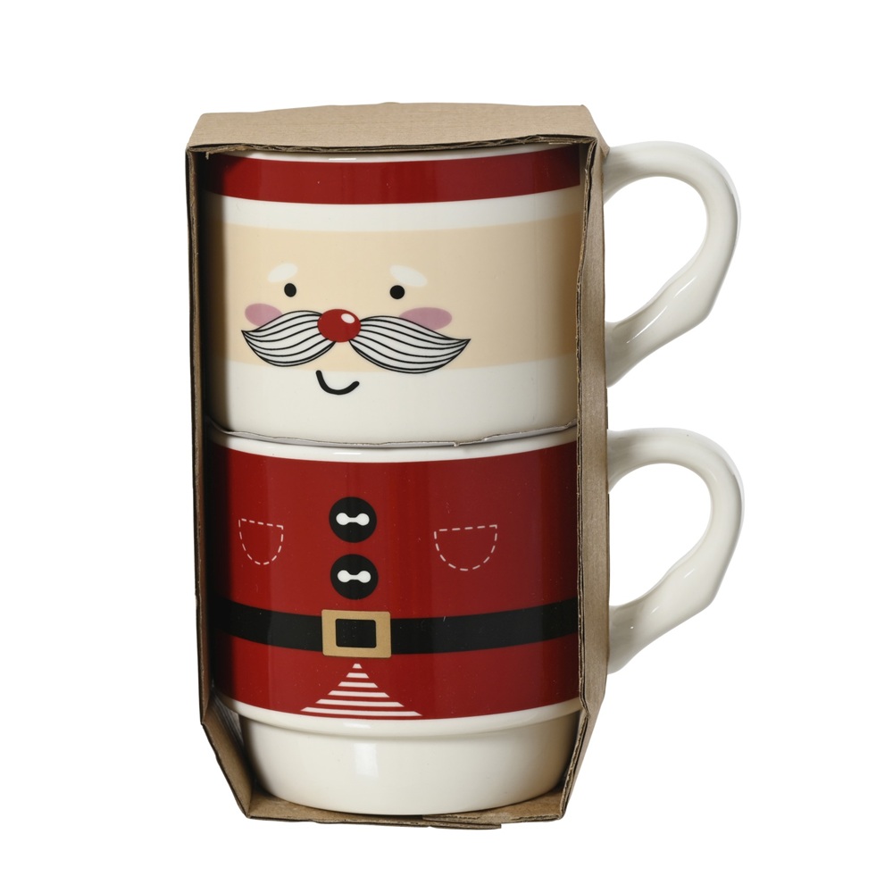 Σετ 2 Κούπες Πορσελάνης Χριστουγεννιάτικες Άγιος Βασίλης 305ml 7,8cm 607366-2 - 