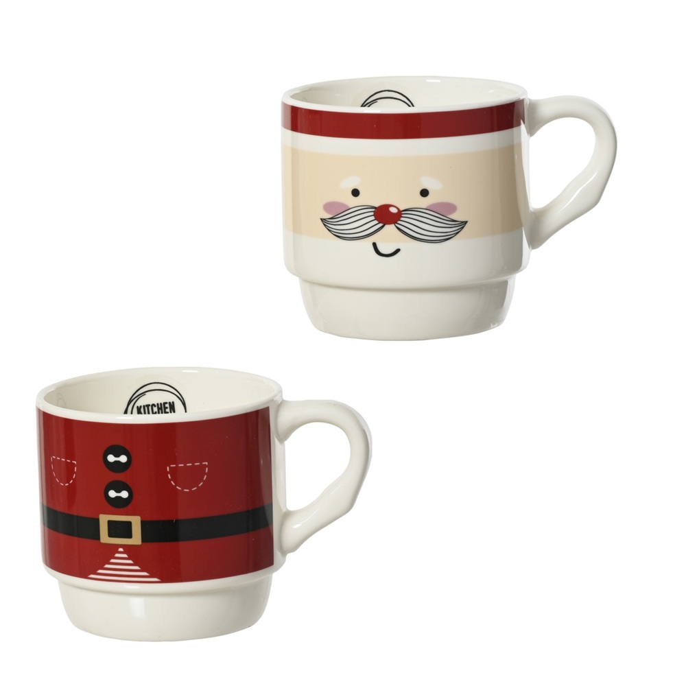 Σετ 2 Κούπες Πορσελάνης Χριστουγεννιάτικες Άγιος Βασίλης 305ml 7,8cm 607366-2 - 2