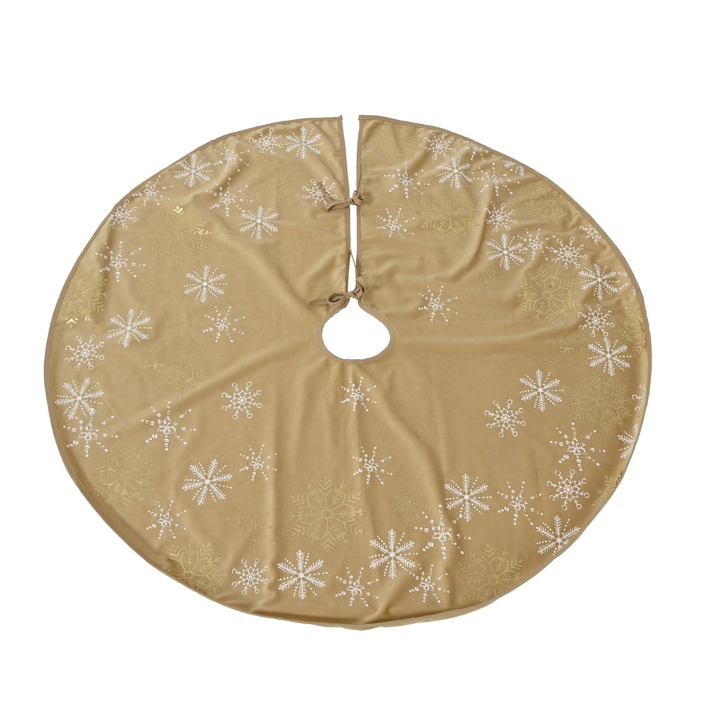 Φούστα Δέντρου Polyester Gold Snowflake Print D.100cm Decoris 617890-1 - 