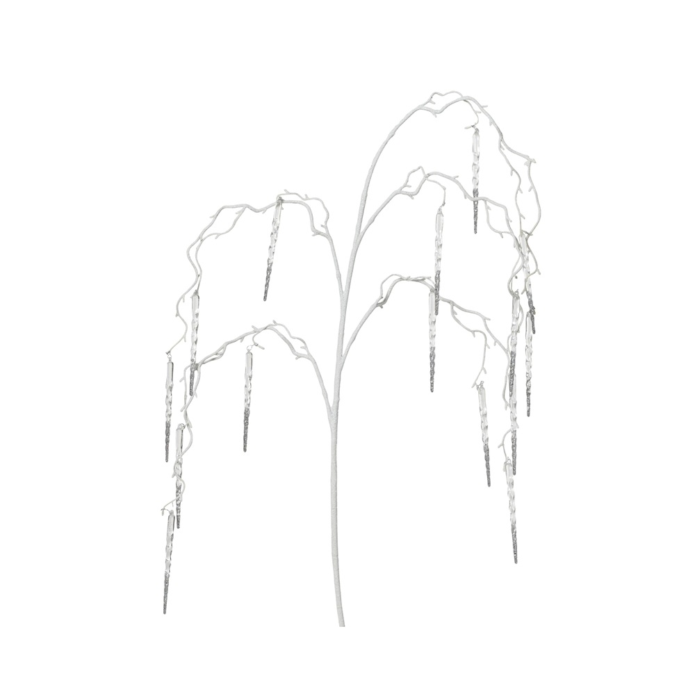 Κλαδί Plastic White Glitter Icicle Drop L.114cm Decoris 708111 - 