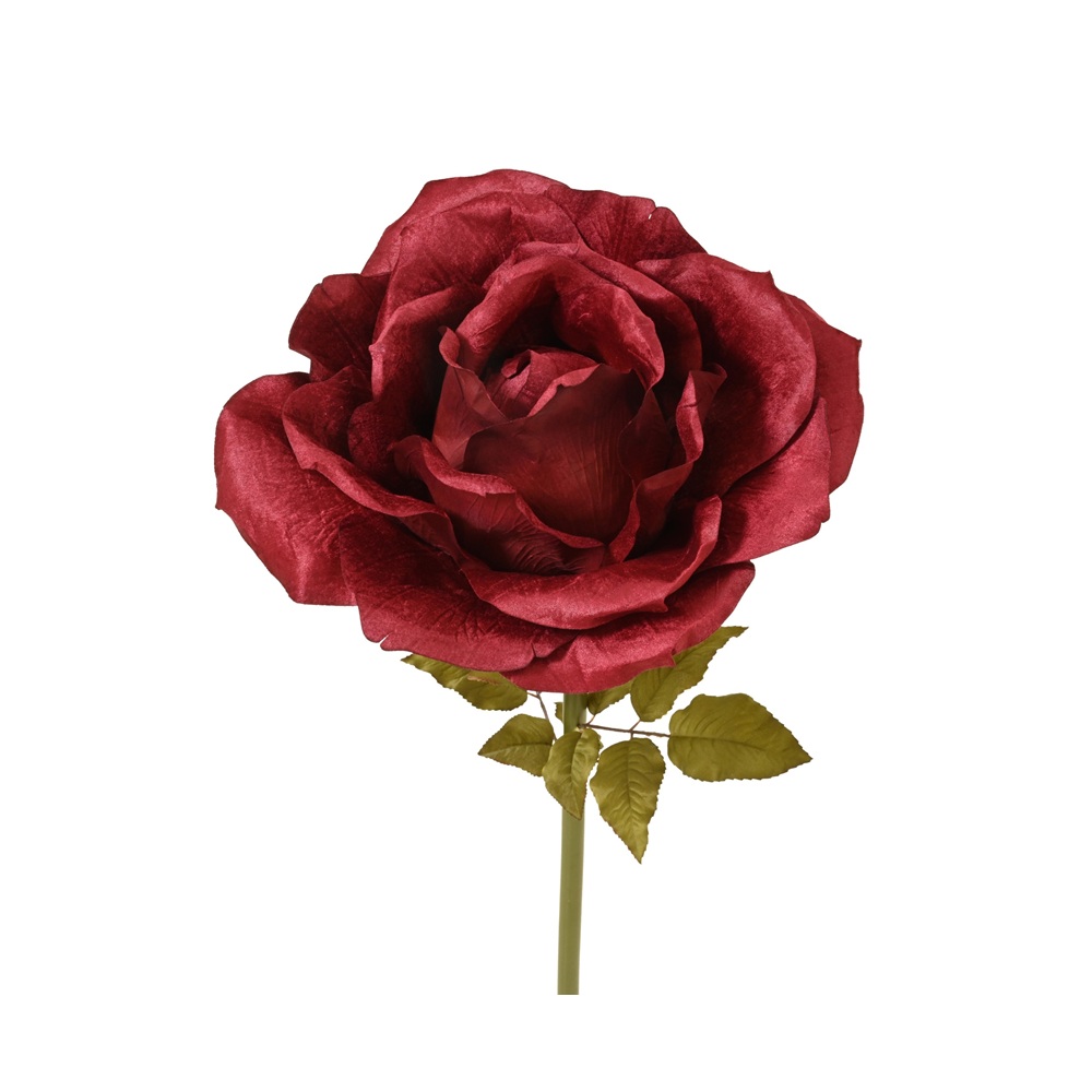 Διακοσμητικό Λουλούδι Τριαντάφυλλο Polyester Velvet Μπορντό 135 cm Decoris 708413 - 