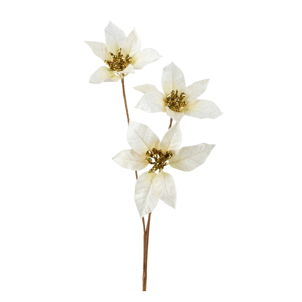 Ποϊνσέτια Polyester Velvet Cream L.60cm Kaemingk 708960 - 