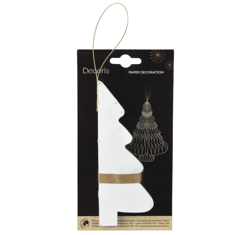 Δέντρο Paper White Champagne Gold Glitter 40Layers H.15cm Decoris 709200 - 2